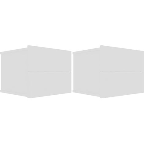 Set di 2 comodini sospesi con cassetti 40 x 30 x 30 cm legno composito bianco DEC034887