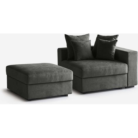 Poltrona modulare personalizzabile con pouf idrorepellente Cortina N SX - Grigio Scuro (1/4)