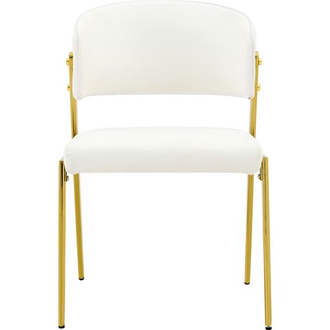 Set de 2 sillas de comedor modernas en PU blanco con estructura de metal y respaldo ergonómico (1/5)