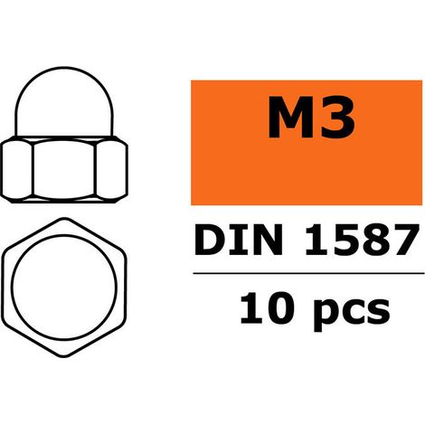 Revtec - Closed Round Head Nut M3 - Galvanized Steel - 10 pcs