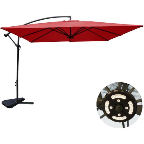 Sonnenschirm terrakotta, versetzt, quadratisch, 3 x 3 m, LED SOLENZARA