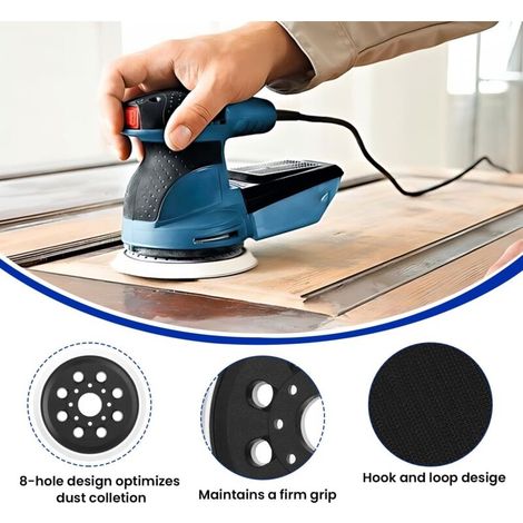 dischi abrasivi di ricambio da 125 mm per Bosch GEX 125-1 AE, platorello abrasivo duro da 5 pollici a 8 fori compatibile con levigatrici orbitali casuali PEX 220 A e AE. (1/4)