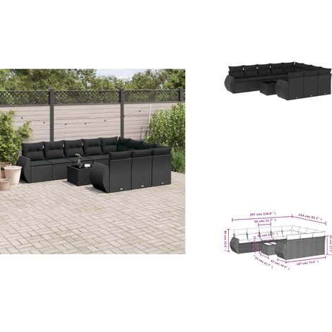Salon de jardin 11 pcs avec coussins noir résine tressée - Ensemble Salon De Jardin - Mobilier De Jardin - Salon Exterieur - Meubles De Jardin Design - Set Salon Jardin (1/3)
