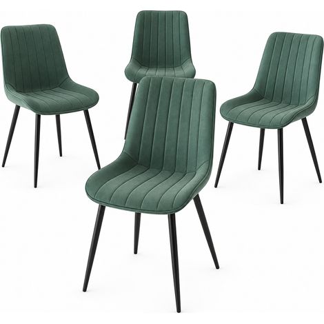 Set 4 Sedie da Pranzo Verdi in Velluto Seduta Ergonomica e Struttura in Acciaio (1/5)