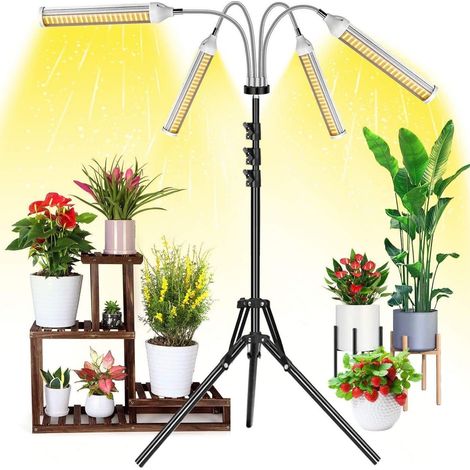 Stehende Pflanzenlampe mit Stativ, 12V Vollspektrum LED Wachstumslicht, dimmbar mit Timer, IP44 spritzwassergeschützt, höhenverstellbar für Zimmerpflanzen, Gewächshaus & Wintergarten (1/5)