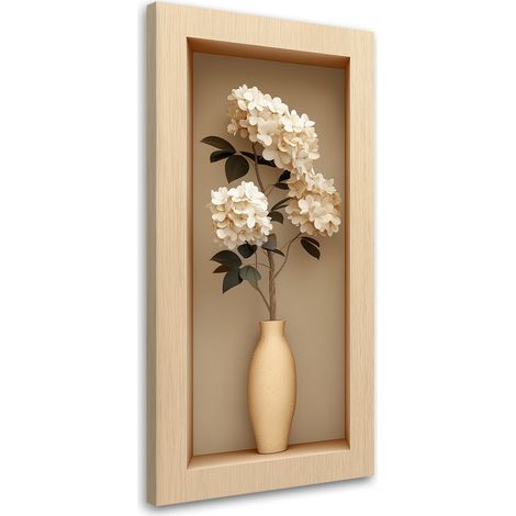 Wandbild Weiße Blumen in einer Vase in einer Vertiefung 50x100 cm