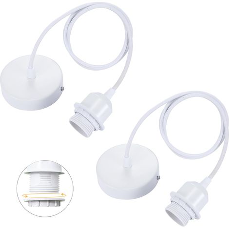 lot de 2 suspensions E27 avec bague vissable, câble textile réglable 100cm, suspension compatible avec abat-jour, douille idéale pour suspension de cuisine (1/5)