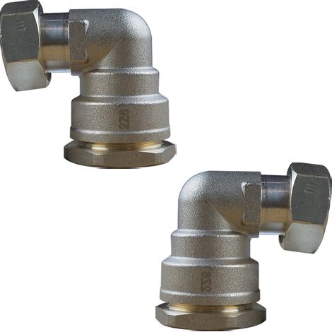 Lot de 2 Coudes laiton droit PEHD Ø25 Femelle écrou libre 3/4" (20/27) - ACS 16 Bars - Arco (1/4)