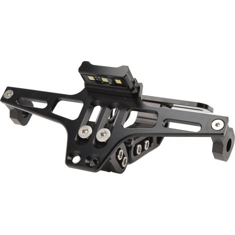 Support de plaque d'immatriculation moto avec éclairage LED, fixation précise et anti-chocs pour base 10,2 cm, conforme route (1/5)