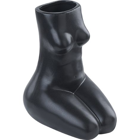 Florero de porcelana negra 22 cm patrón cuerpo mujer accesorio decorativo Pyrgos