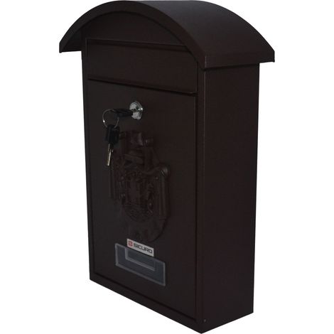 1PZ CASSETTA POSTALE TETTO CHIAVE CILINDRO ESTERNI MARRONE cm21x6x31h (1/3)