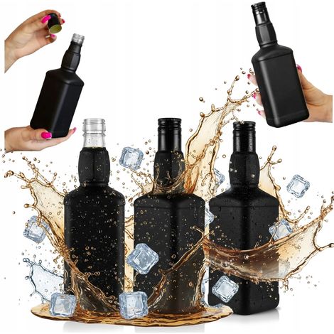 5 bottiglie Daniel da 500 ml nere opache con scritta per whisky e liquori (5 pezzi) (1/5)