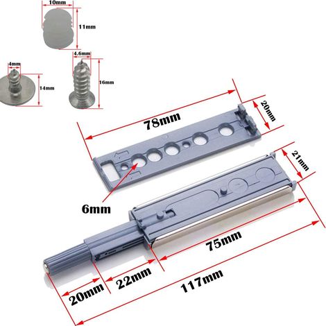 Lot de 6 - Push To Open Aimant Porte Placard - Push Open Poussoir Placard Fermeture Magnétiques Pour Armoire Systeme - Tampon Charnière Loquet (1/5)