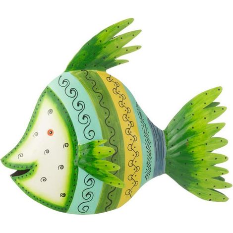 Statuette Déco Poisson en Métal "Tom" 34cm Vert (1/2)