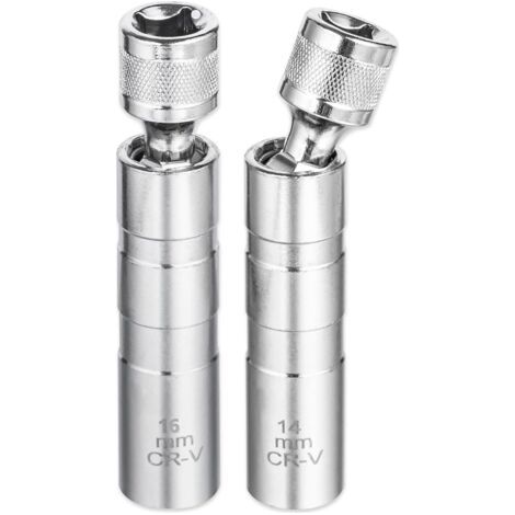 Douilles à bougies 14 mm et 16 mm, 2 clés à bougie magnétiques, clé à bougie universelle 12 pans 3/8\ (1/4)