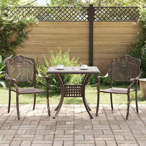 Gartentisch Set 3 pcs Bronze Gussaluminium (1/5)