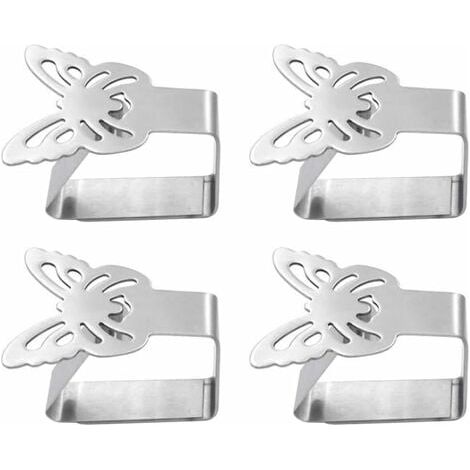 Paquete de 4 pinzas de acero inoxidable para manteles (mariposa) (1/5)