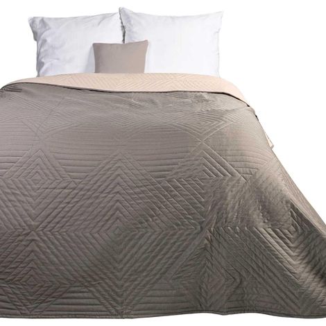 Lamia doppelseitige Tagesdecke 170x210 grau + ecru (1/5)