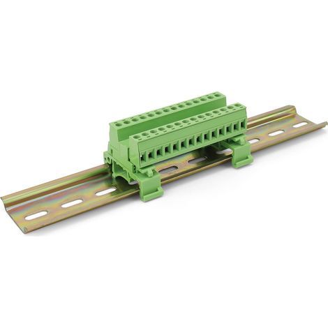 Bornes de 14 pines para riel DIN, borne de tornillo para PCB, diámetro de cable de 2,5 mm, tensión nominal 300 V-10 A, paso de 5,08 mm, con riel DIN de 20 cm para conexión eléctrica, certificación CE (1/5)