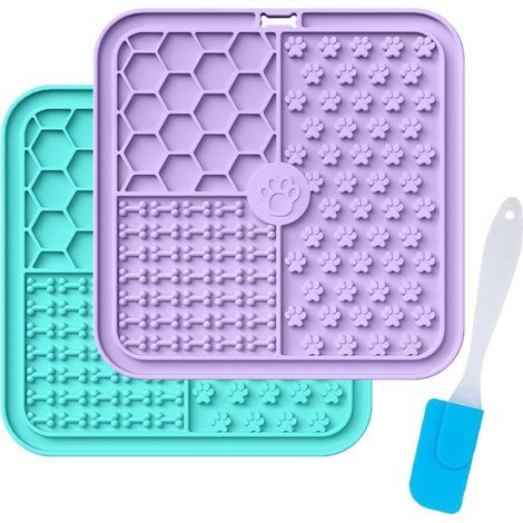 Tapis de Léchage pour Chien avec Ventouses, Sans BPA - Soulage l'Anxiété, Gamelle Anti-Glouton, Facilite Bain, Toilettage et Dressage, Améliore l'Hygiène Bucco-Dentaire (Lick Mat - 2pcs) (1/5)