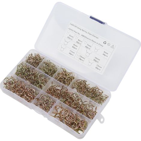 Kit 345 pinces à ressort pour durites de carburant, colliers de serrage, 9 tailles, pour moto, quad, bateaux (1/5)
