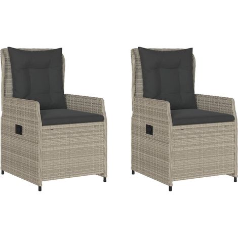 Maison Exclusive - Gartensessel 2 Stk. Verstellbar Hellgrau Poly