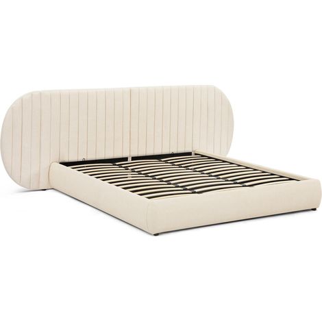 Lit Coffre Tête de Lit Modulable "Comfy" 180x200cm Beige