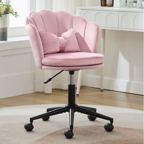 Silla de oficina 55x62x73-83 cm rosa en terciopelo con altura ajustable y giro 360° (1/5)