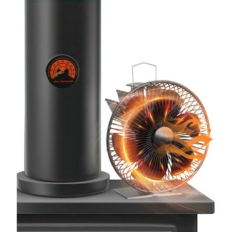 Randaco Ventilador de estufa redondo de 6 aspas alimentado por calor para estufas de leña. Transferencia de aire horizontal eficaz, silenciosa (1/5)