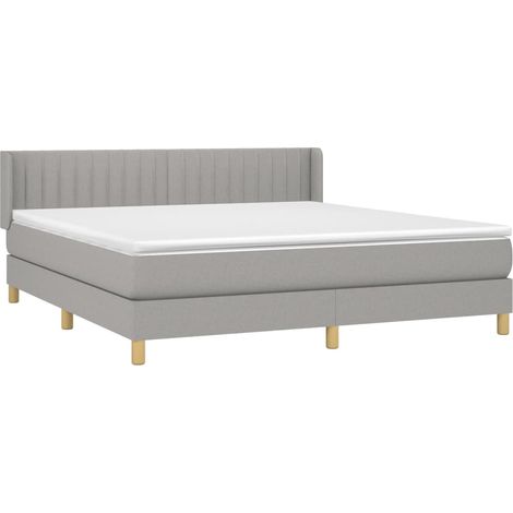 vidaXL Giroletto a Molle con Materasso Grigio Chiaro160x200 cm Tessuto