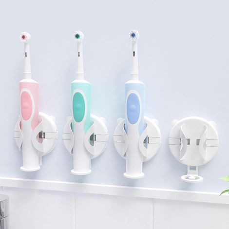 4-teiliges Set Zahnbürsten-Organizer, elektrischer Zahnbürstenhalter mit automatischem Schwerkraftsensor, Haftzahnspange