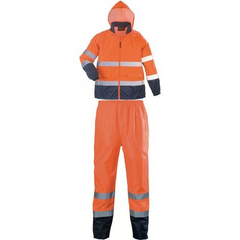 Tuta antipioggia ad alta visibilità Coverguard HI WAY Arancione / Marina XXL (1/4)
