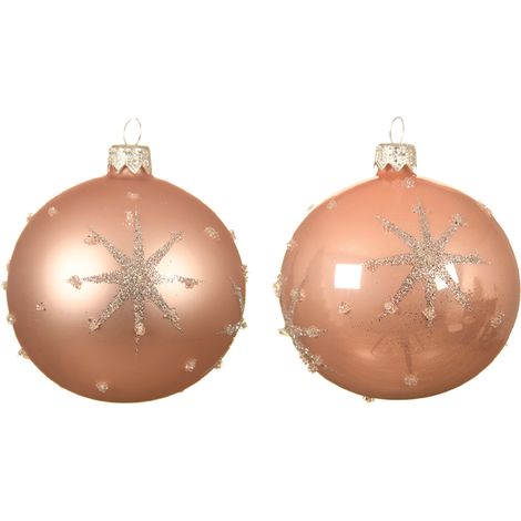 Pallina di Natale colorazione rosa assortita con stella in rilievo Ø 8 cm