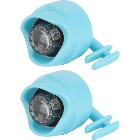 Lot de 2 mini lampes frontales pour chaussures de sport extérieur (randonnée, camping), pile bouton intégrée, bleues (1/5)