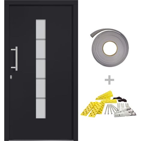 Porte d'entrée Aluminium et PVC Anthracite 110x210 cm