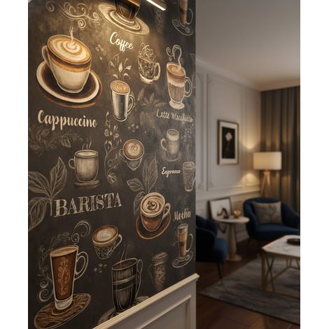 marburg Carta da parati autoadesiva da cucina, lavabile, colore caffè, nero, marrone, per pareti e mobili, 6,00 x 0,53 m, made in Germany (1/5)