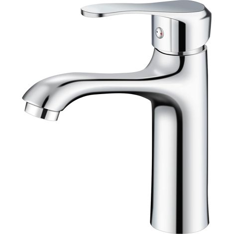 Grifo de baño, grifo de lavabo de latón, grifo de baño grifo monomando de fregadero de agua fría y caliente con grifo de manguera Flexible (1/4)