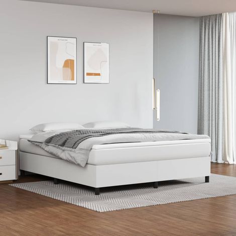 Boxspringbettgestell Weiß 160x200 cm Kunstleder