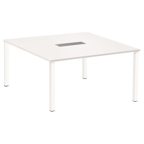 Table carrée blanche Exprim pieds blanc - Maxiburo