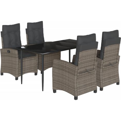 Maison Exclusive - Set comedor de jardín 5 piezas con cojines rat (1/5)