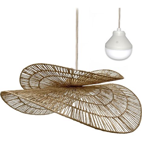 Lumisky Suspension en jute naturel style bohème avec ampoule LED blanc/RGB nomade (1/5)