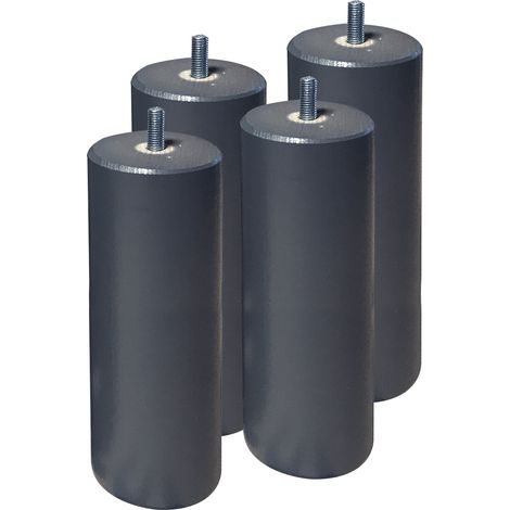 Altobuy – Jeu de 4 pieds 20 cm – Structure en hêtre massif – Finition laquée gris anthracite – Compatible sommiers tapissiers
