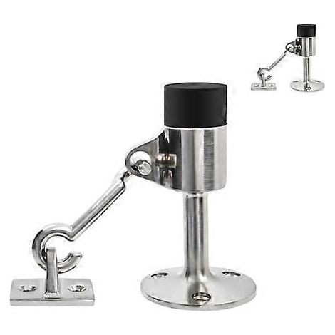 Butée de porte à crochet, fixation murale robuste, coupe-vent, nickel satiné brossé, lot de 2, usage commercial (1/5)