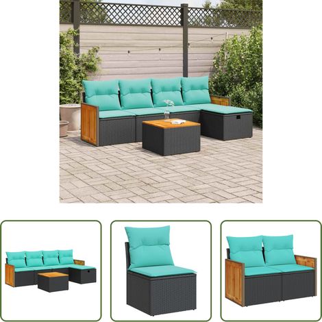 vidaXL Set de sofás de jardín 6 piezas y cojines ratán sintético negro (1/5)