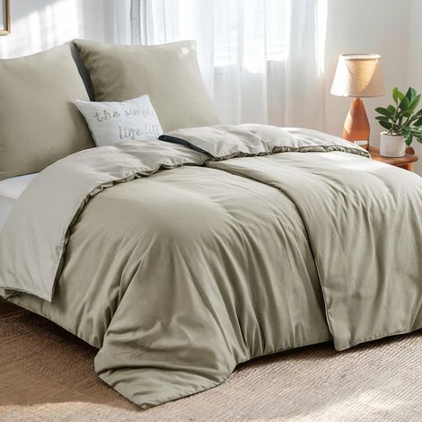 Bettwäsche Bettbezüge Kissenbezüge OEKOTEX 135x200 4teilig Taupe Beige (1/5)