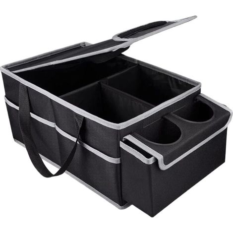 Sac de rangement pour siège auto, sac de voyage pliable, compartiments multiples avec porte-gobelet, organiseur de siège arrière, idéal pour les voyages, l'intérieur, le camping et l'utilisatio (1/4)