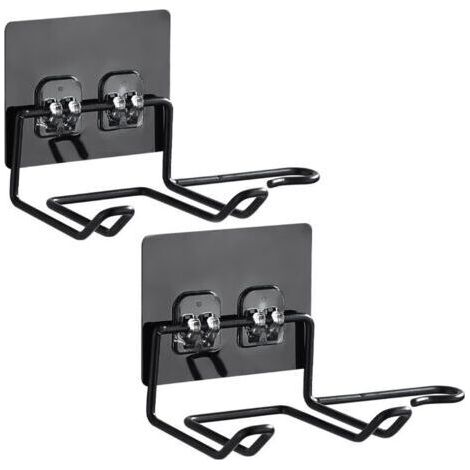 BARKBUSTERS Support pour sèche-cheveux sans perçage - Fixation murale adhésive avec gestion des câbles - Acier inoxydable - Lot de 2, Noir (1/5)