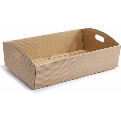 Vassoi per confezioni regalo rustica avana, perfetti per omaggi e cesti natalizi, set da 8 pezzi, cm43x31x11H (con manici14)