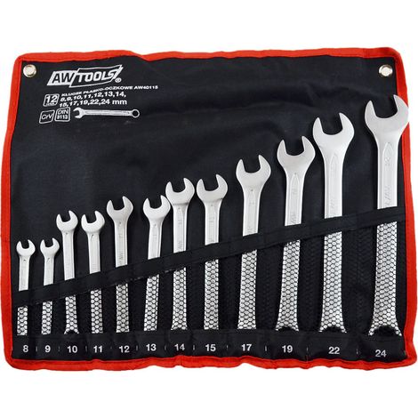AWTOOLS KLUCZ PŁASKO-OCZKOWY KPL.12szt. /8mm-24mm/ BLACK LINE