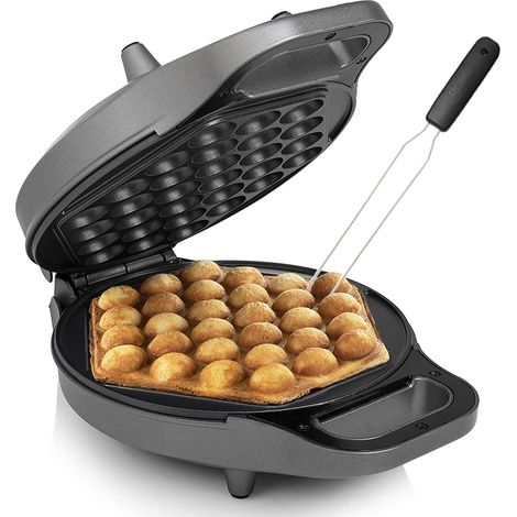 Bubble Waffeleisen drehbar & Gabel Eierwaffeln Ø20cm Egg Waffle Maker 700Watt (1/5)